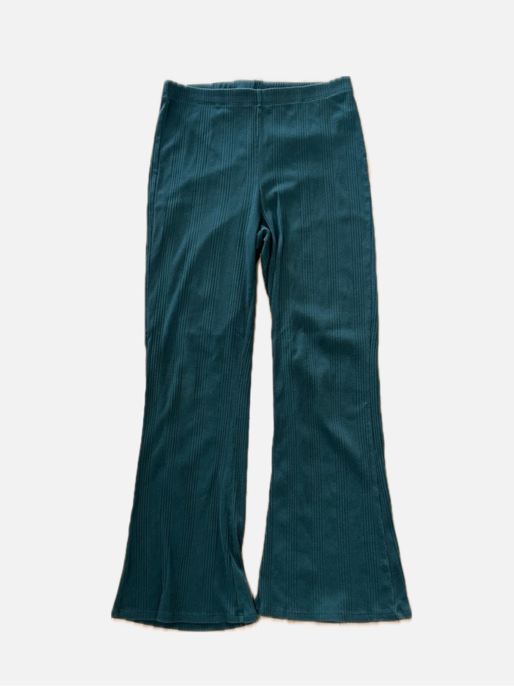 Aerie Dark Green Ribbed Flare Pants